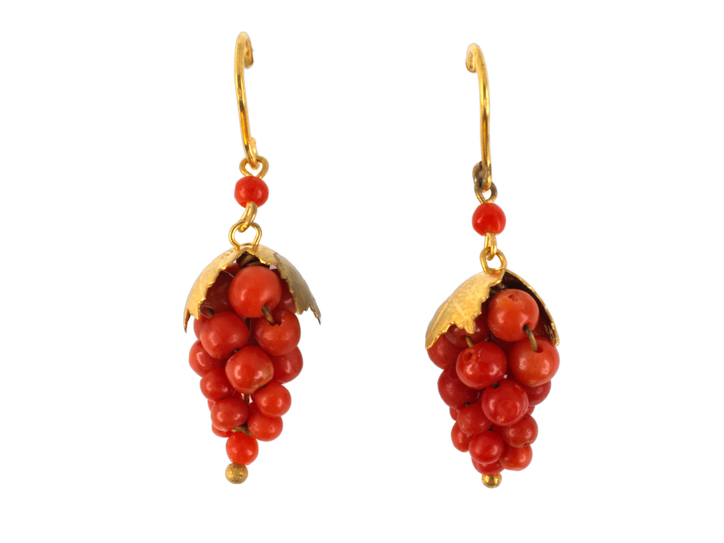 54386 - SOLD - Gold Filled Coral Bunch of Grapes Earrings