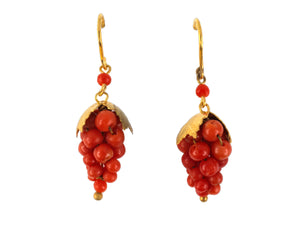 54386 - Gold Filled Coral Bunch of Grapes Earrings