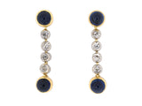 54388 - Edwardian French Platinum Gold Sapphire Diamond Drop Dangle Earrings