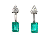 54392 - Cerro Platinum GIA Diamond AGL Emerald Drop Dangle Earrings