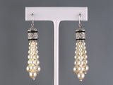 54411 - Art Deco Platinum Diamond Pearl Black Onyx Tassel Earrings