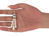 54411 - Art Deco Platinum Diamond Pearl Black Onyx Tassel Earrings