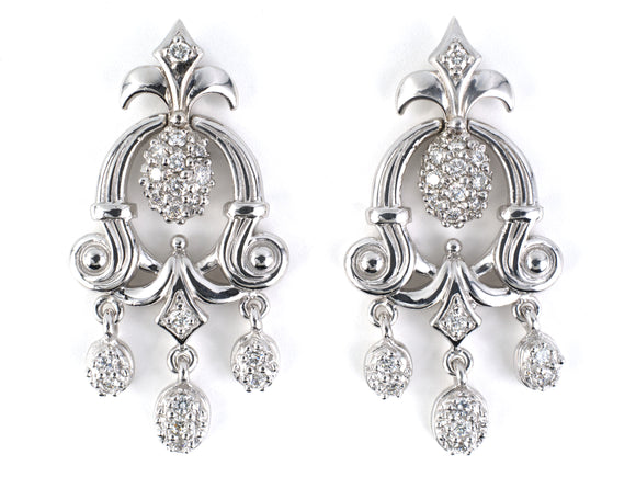 54414 - Gold Diamond Festoon Dangle Drop Earrings