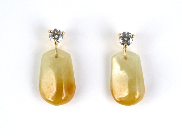54421 - Gold Diamond Yellow Jadeite Briolette Dangle Drop Earrings