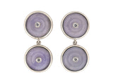 54434 - Platinum Diamond Lavender Jadeite Pi Disc Dangle Drop Earrings
