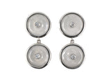 54438 - Platinum Diamond White Jadeite Pi Disc Dangle Drop Earrings
