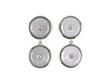 54439 - Platinum Diamond White Jadeite Pi Disc Dangle Drop Earrings