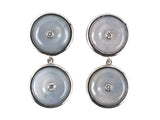 54440 - Platinum Diamond White Jadeite Pi Disc Dangle Drop Earrings