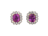 54447 - Platinum Gold AGL Pink Sapphire Diamond Cluster Earrings