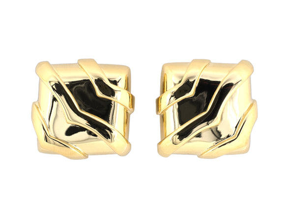 54448 - Webb Gold Cushion Shaped Chevron Ribbon Earrings
