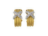 54452 - Italy Gold Diamond "X" 3-Row Rope Hoop Earrings