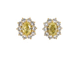 54455 - Gold GIA Fancy Yellow Diamond Oval Cluster Earrings