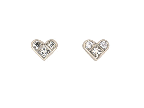 54456 - Platinum Diamond Heart Shape Stud Earrings