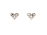 54456 - Platinum Diamond Heart Shape Stud Earrings