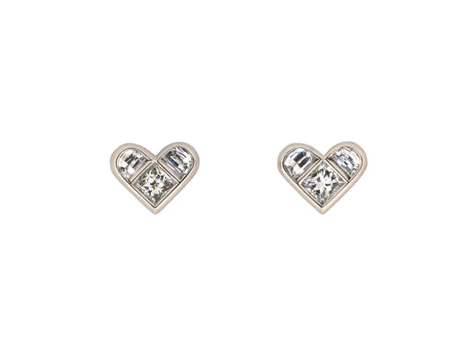 54457 - Platinum Diamond Heart Shape Stud Earrings