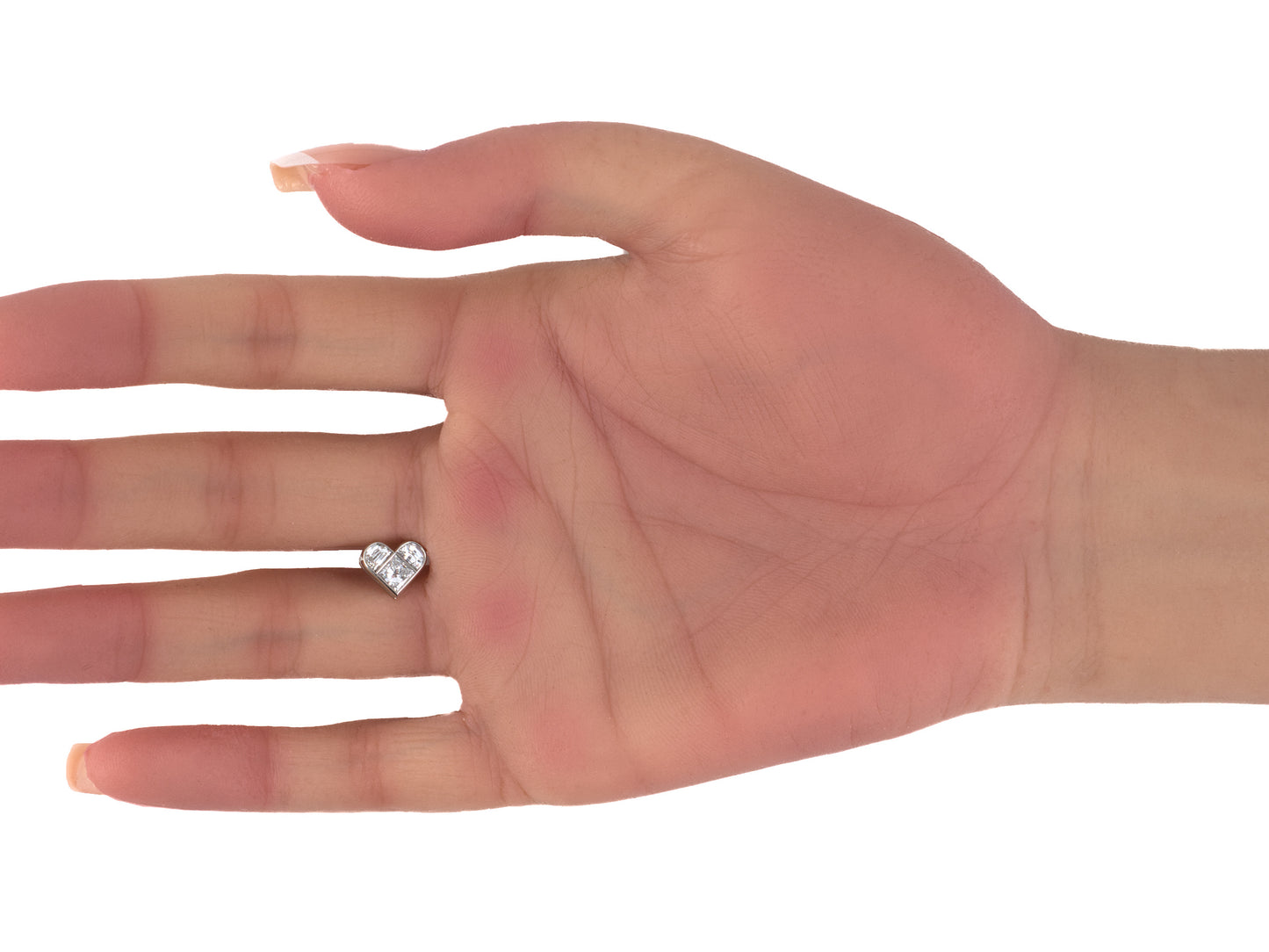 54458 - Platinum Diamond Heart Shape Stud Earrings
