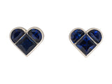 54460 - Platinum Sapphire Heart Shape Stud Earrings