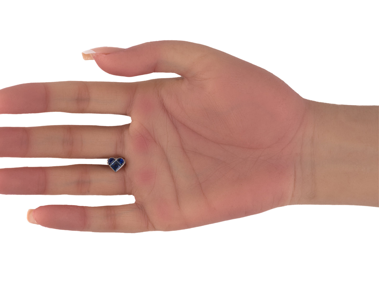 54460 - Platinum Sapphire Heart Shape Stud Earrings