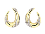 54465 - Flaircraft Gold Diamond Tapered Oval Shaped Hoop Earrings