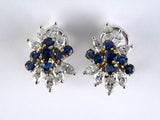 54470 - Gold Sapphire Diamond Tiered Cluster Earrings