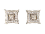 54478 - Gold Diamond Square Tiered Architechual Fluted Earrings
