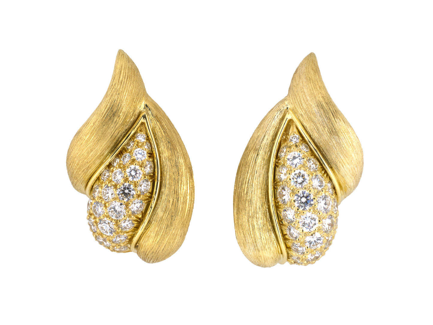 54479 - SOLD - Dunay Gold Diamond Flame Design Sabi Earrings