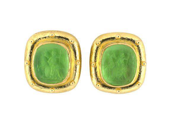 54482 - Elizabeth Locke Faceted Gold Horse and Figurine Carved Venetian Glass Intaglio Earrings