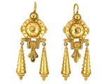 54483 - Victorian Etruscan Revival French Gold Dangle Drop Earrings