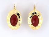 54486 - Circa 1970s Gold Coral Oval Carved Frame Drop Earrings