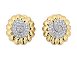 54496 - Circa 1997 Webb Gold Platinum Diamond Tiered Spiral Ornament Earrings