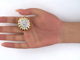 54496 - Circa 1997 Webb Gold Platinum Diamond Tiered Spiral Ornament Earrings