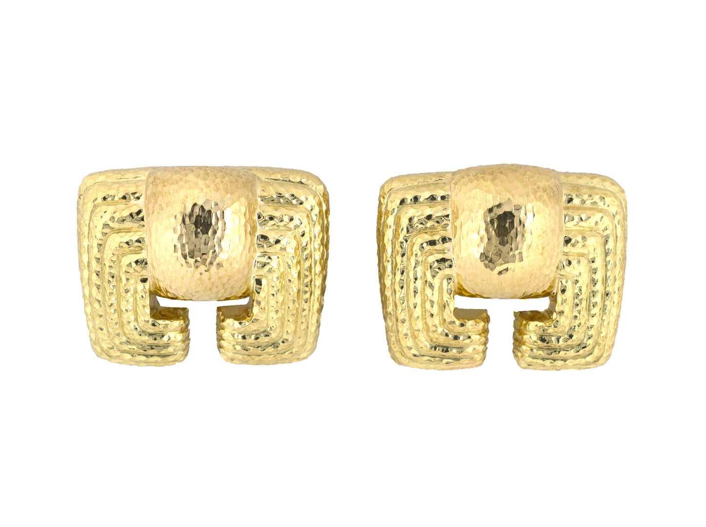 54498 - Webb Gold Hammered Facetted Rectangular Earrings