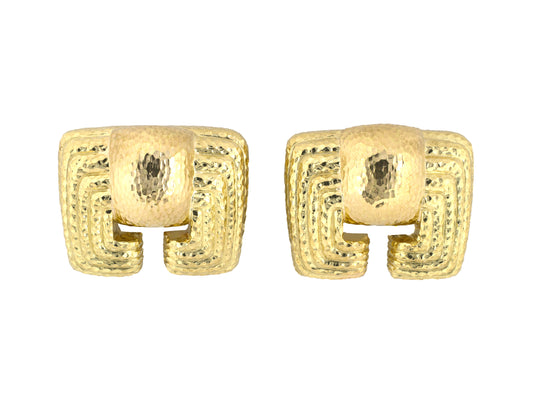 54498 - Webb Gold Hammered Facetted Rectangular Earrings