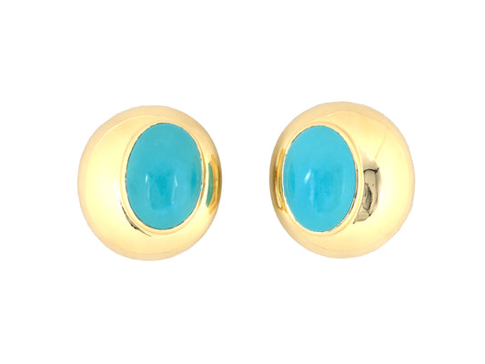 54499 - Circa 1960s Webb Gold Turquoise Bombe Earrings