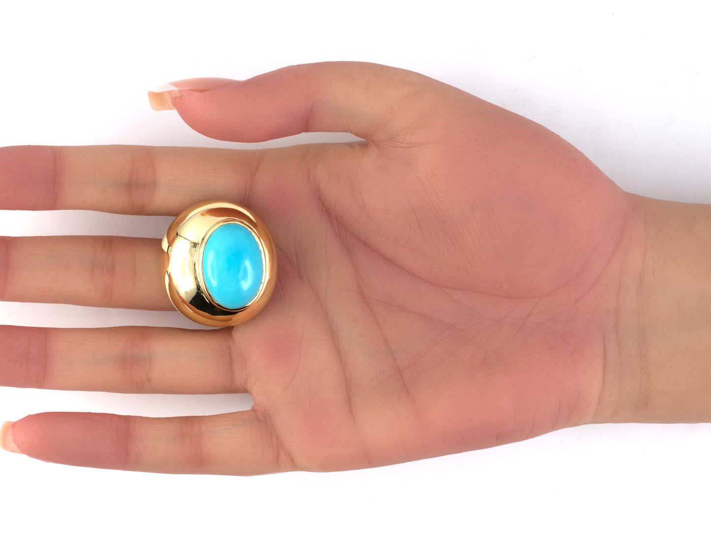54499 - Circa 1960s Webb Gold Turquoise Bombe Earrings