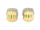 54500 - Webb Gold Platinum Diamond Hammered Finish Earrings