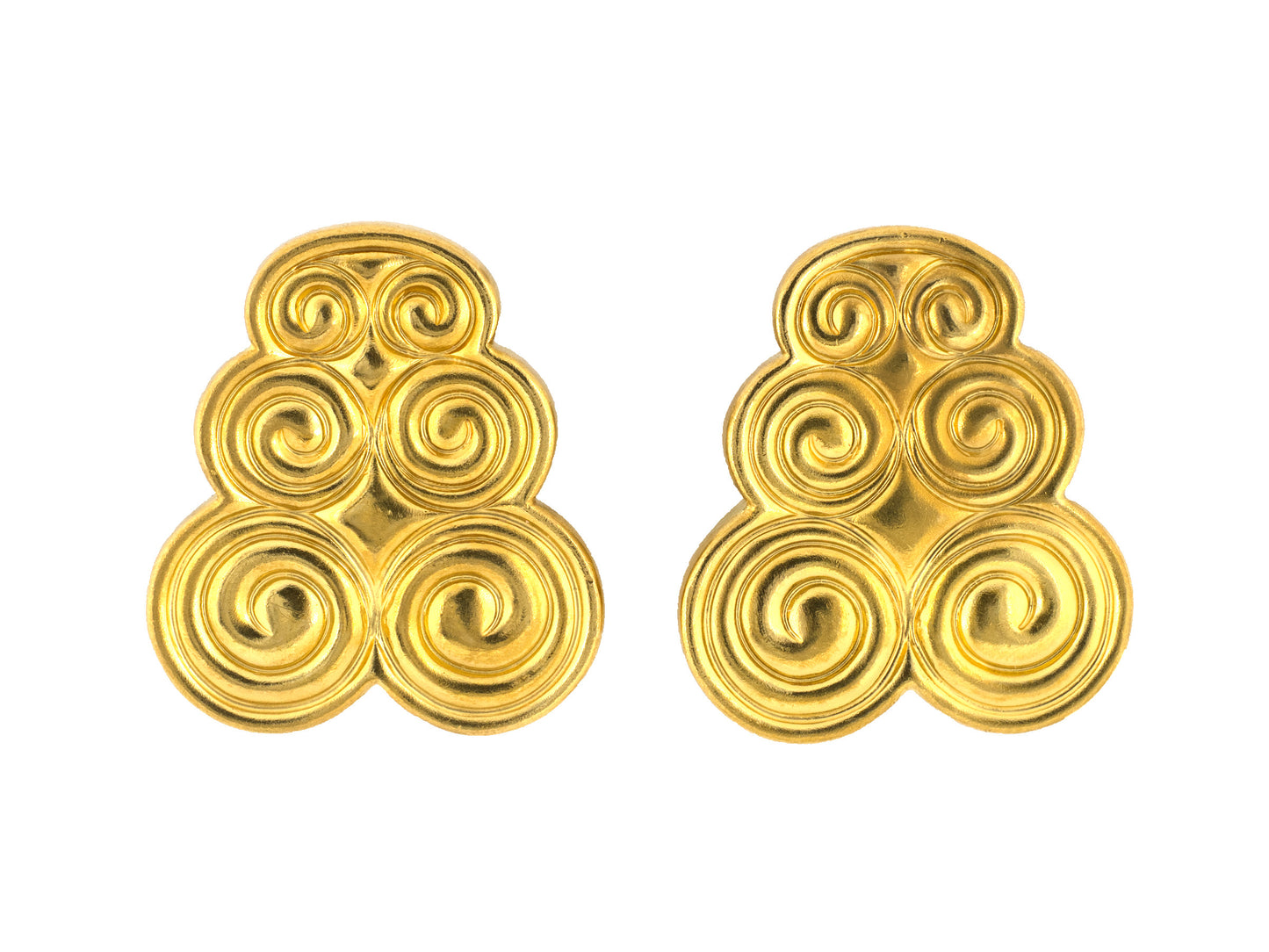 54503 - LALAoUNIS Greece Gold Hollow Tiered Spiral Tear Drop Shaped Earrings