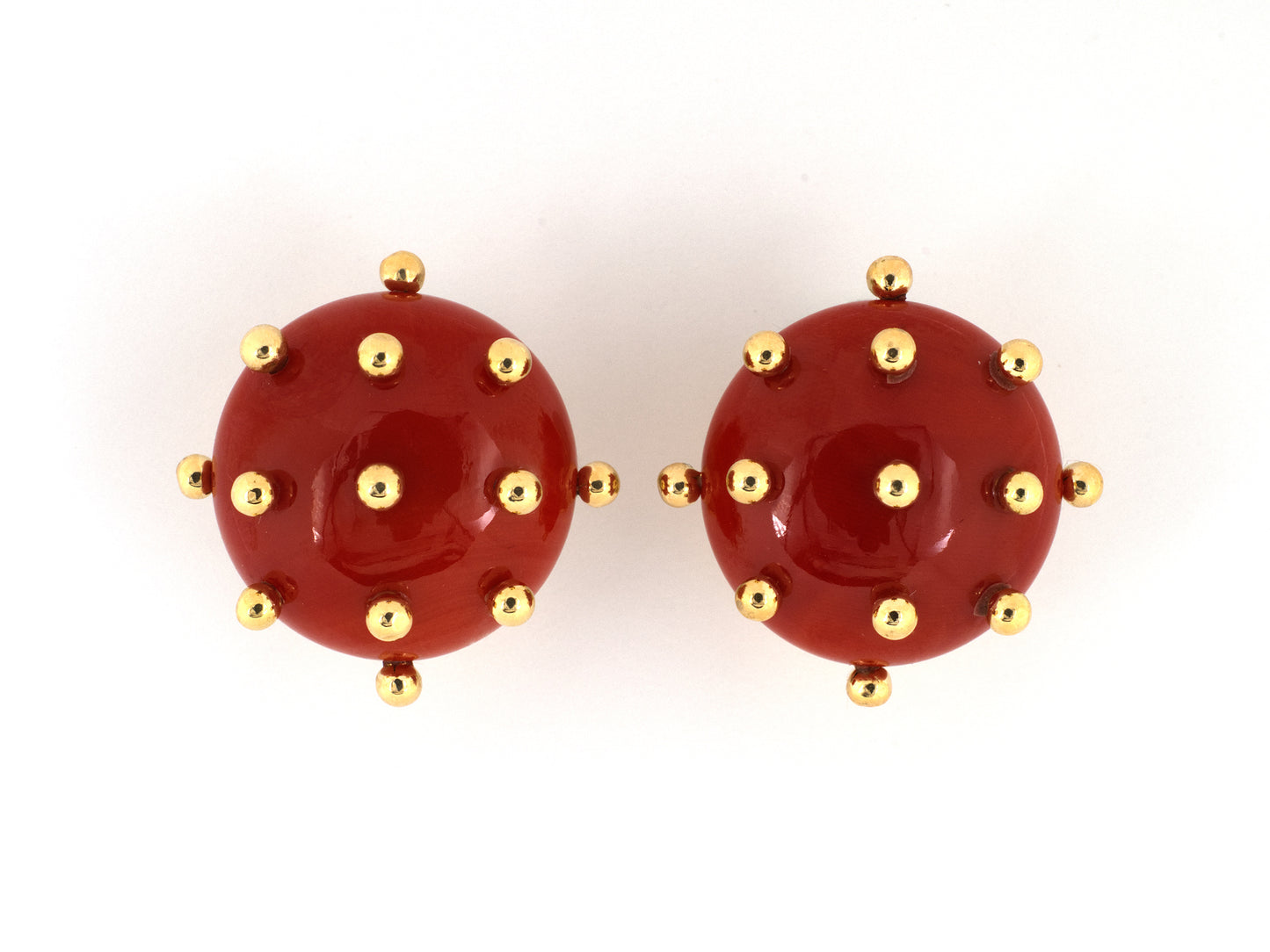 54509 - Tiffany Italy Gold Coral Button Earrings