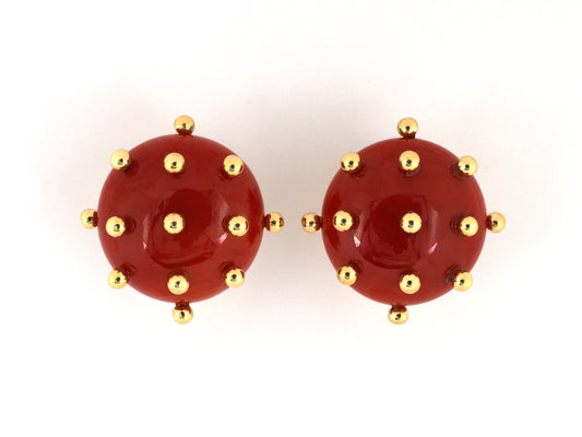 54509 - Tiffany Italy Gold Coral Button Earrings