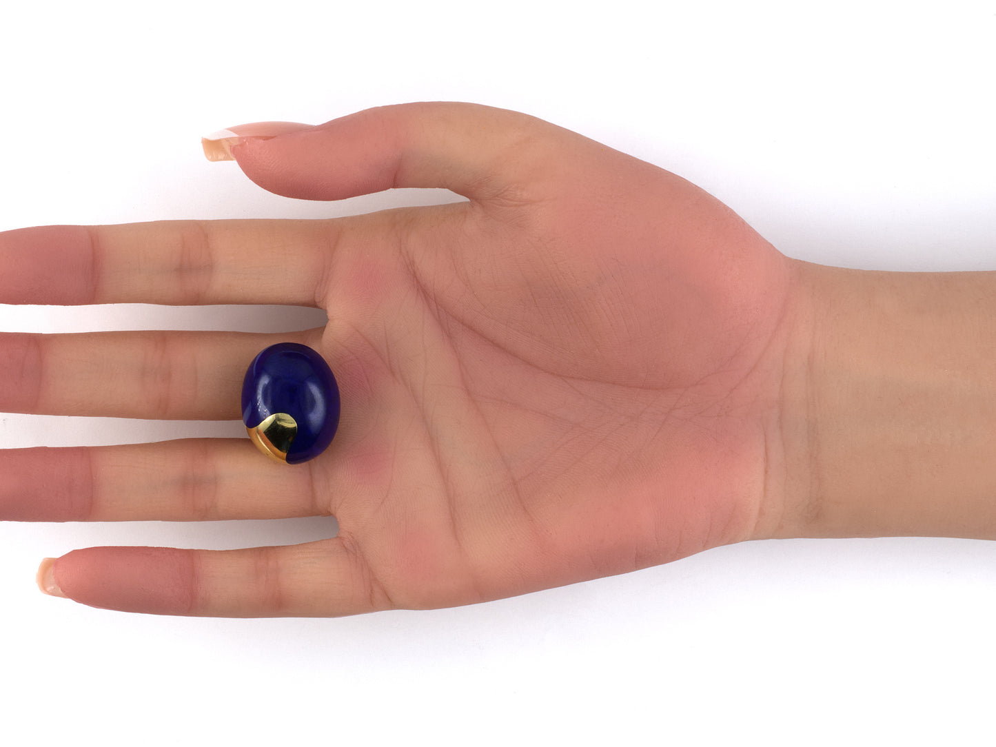 54510 - Circa 1980s Tiffany Gold Lapis Domed Oval Earrings