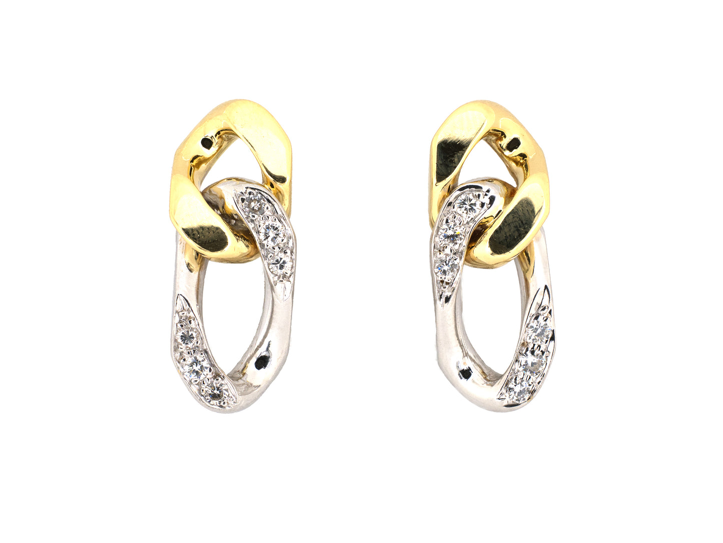 54512 - Gold Diamond Curb Link Earrings