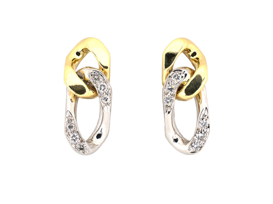 54512 - Gold Diamond Curb Link Earrings