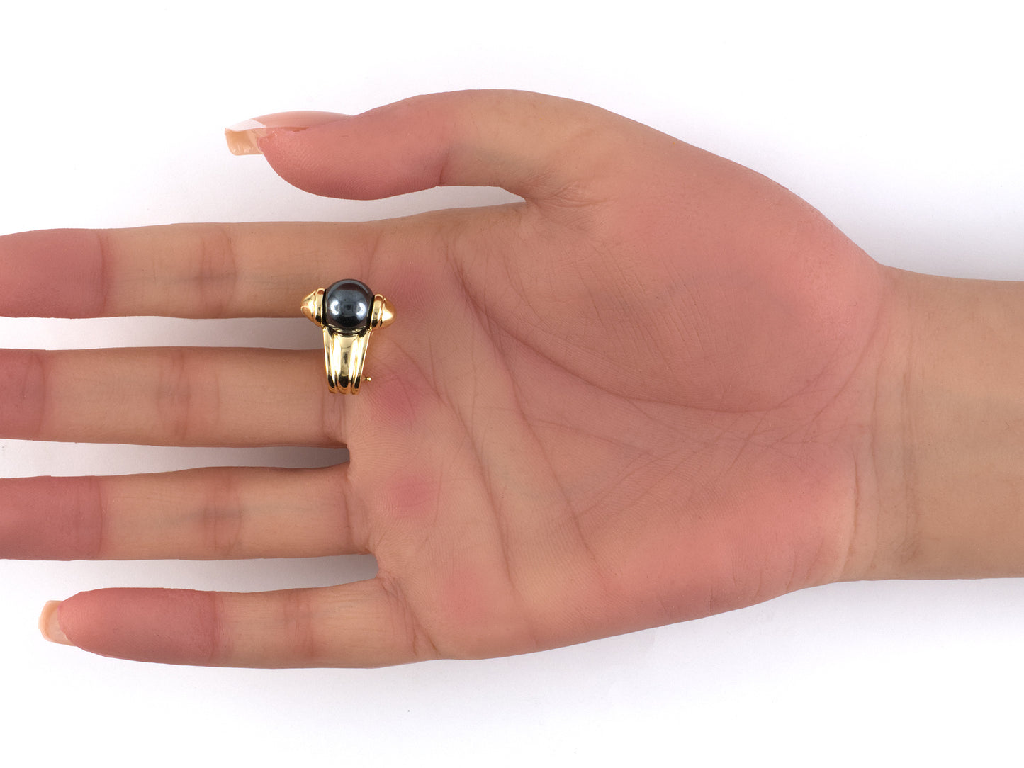 54514 - Circa 1980s Omar Torres Gold Hematite Hoop Earrings