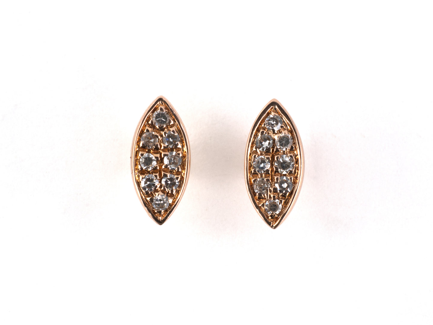 54523 - Gold Diamond Marquise Shaped Stud Earrings