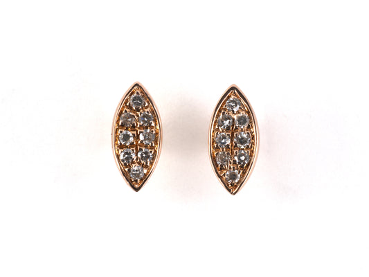 54523 - Gold Diamond Marquise Shaped Stud Earrings