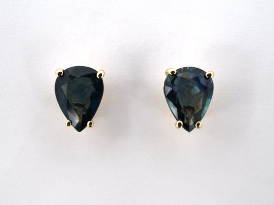 54524 - Gold Pear Shaped Sapphire Stud Earrings