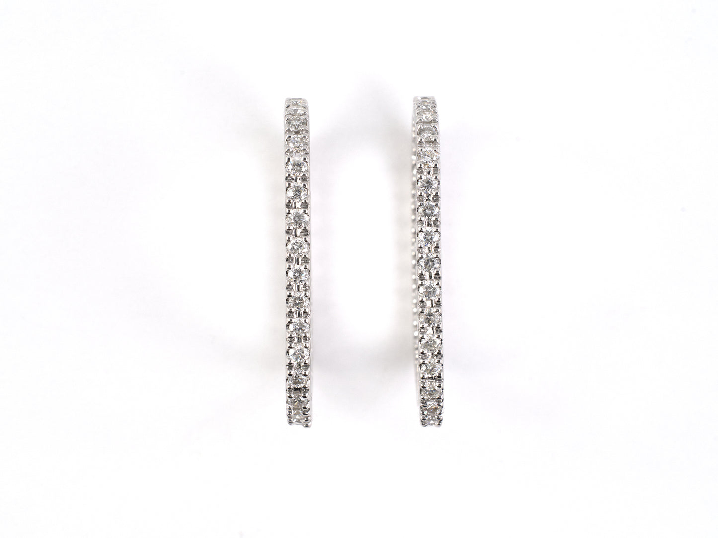54525 - Gold Diamond Cushion Shaped Hoop Earrings