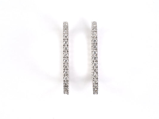 54525 - Gold Diamond Cushion Shaped Hoop Earrings