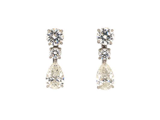 54529 - Cerro Platinum Diamond GIA Wire Setting Dangle Drop Earrings