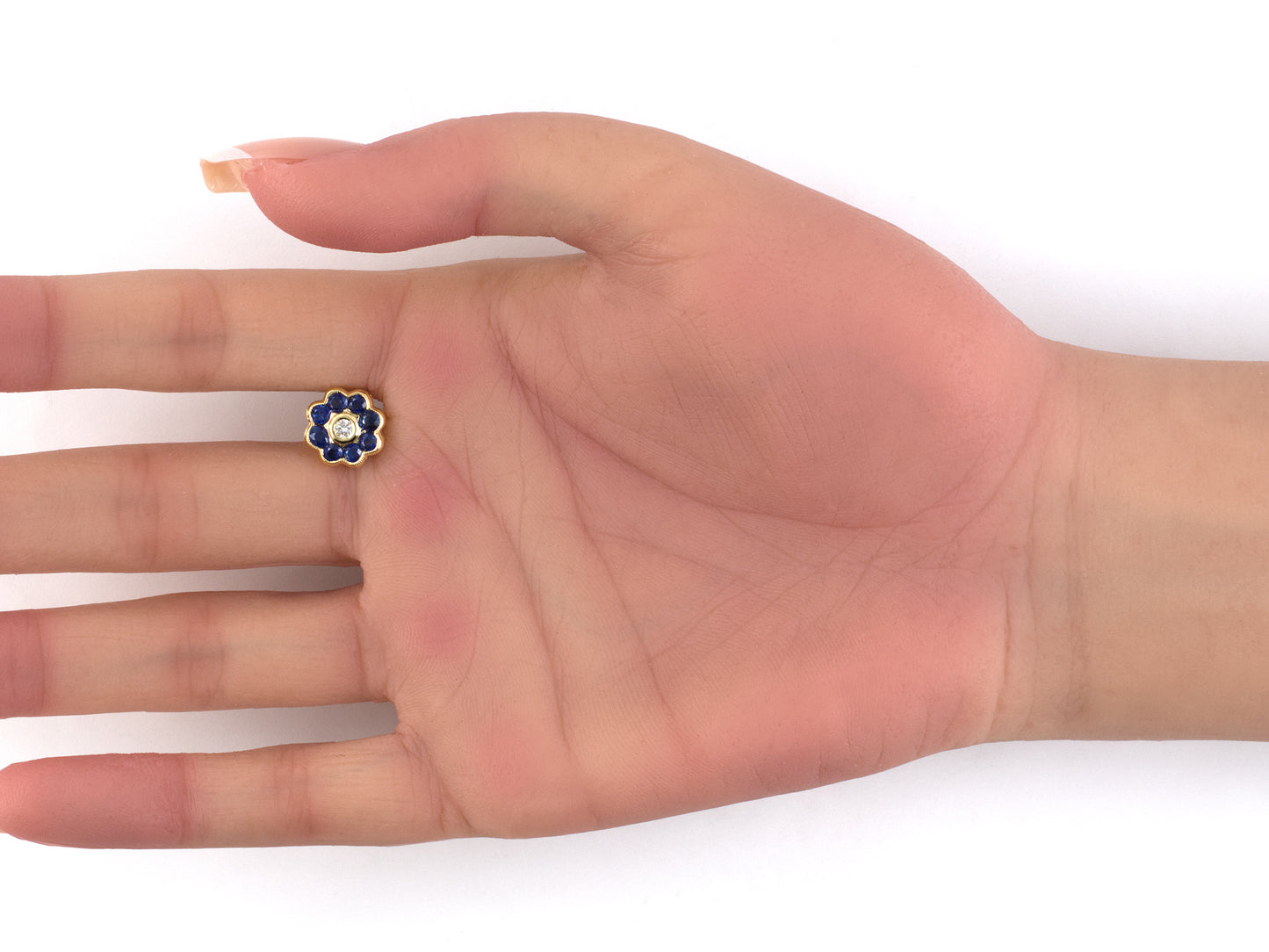 54530 - Gold Sapphire Diamond Cluster Stud Earrings